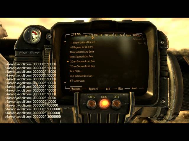 fallout nv commands