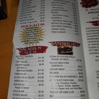 nortons eastside sports bar menu