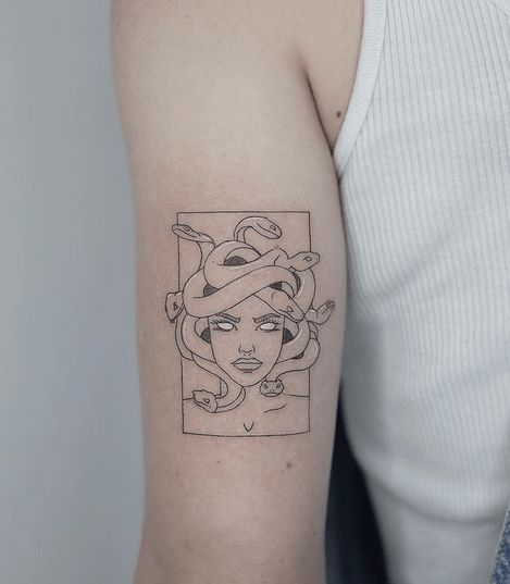 minimalist simple medusa tattoo