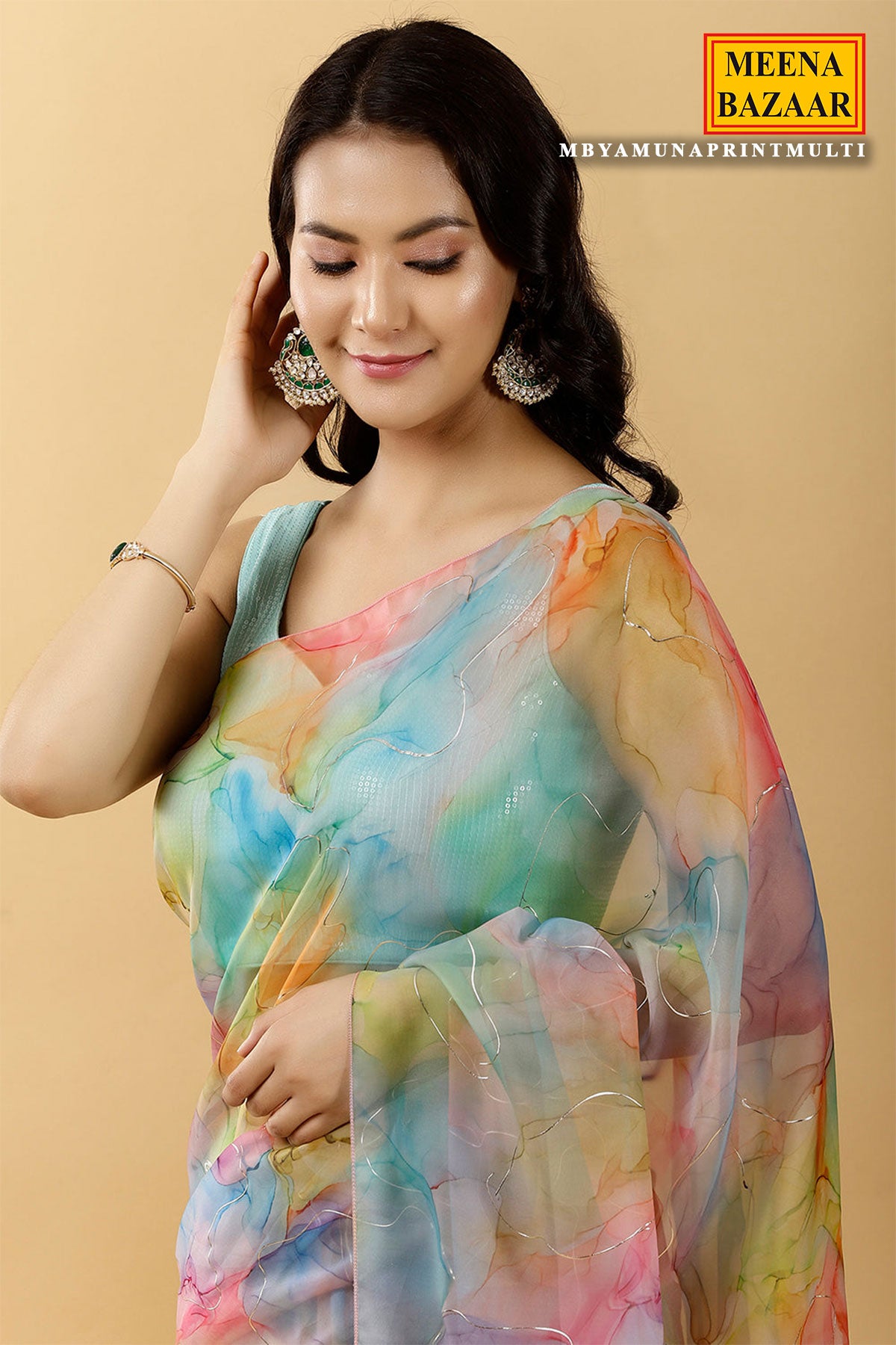 meena bazaar organza saree