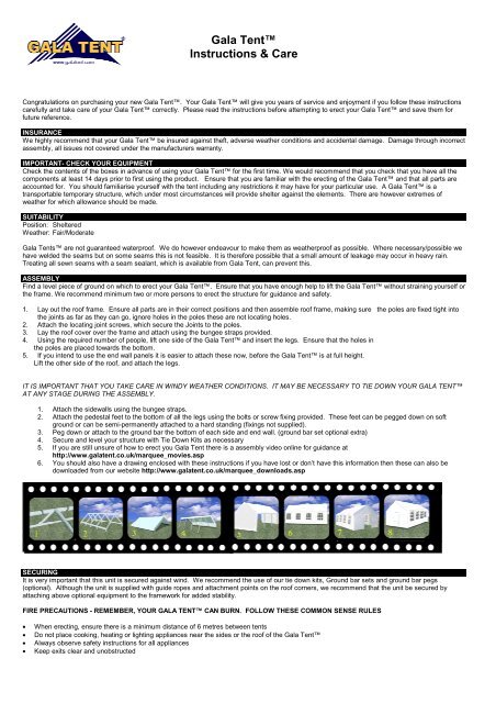 gala tent instructions