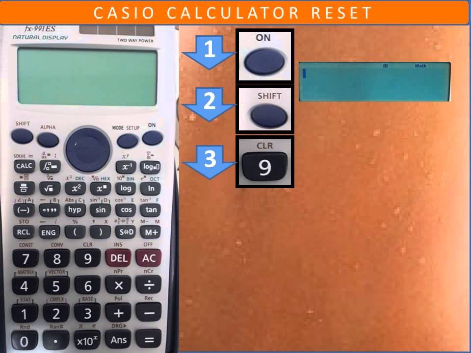 how to restart a casio calculator