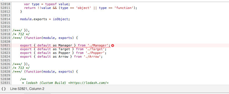 uncaught syntaxerror unexpected token export