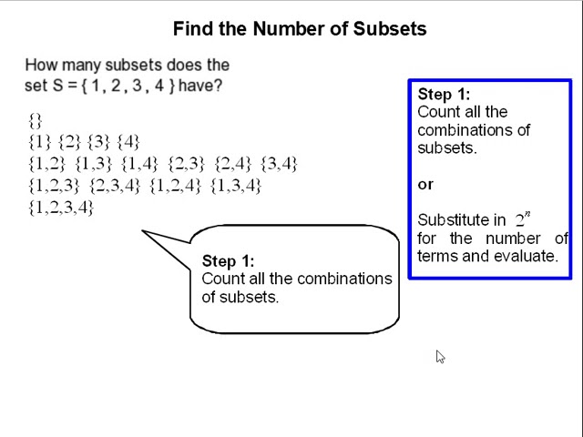 formula for number of subsets