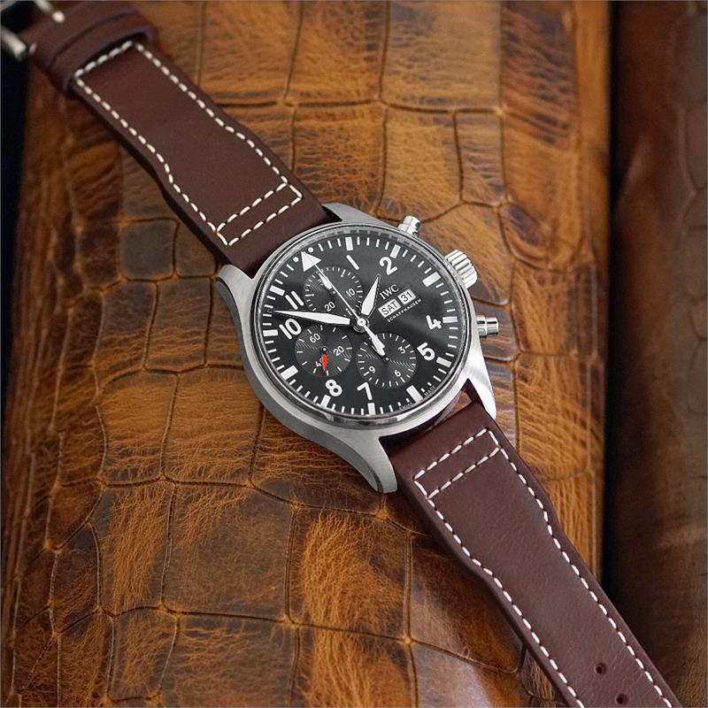 21mm leather watch strap