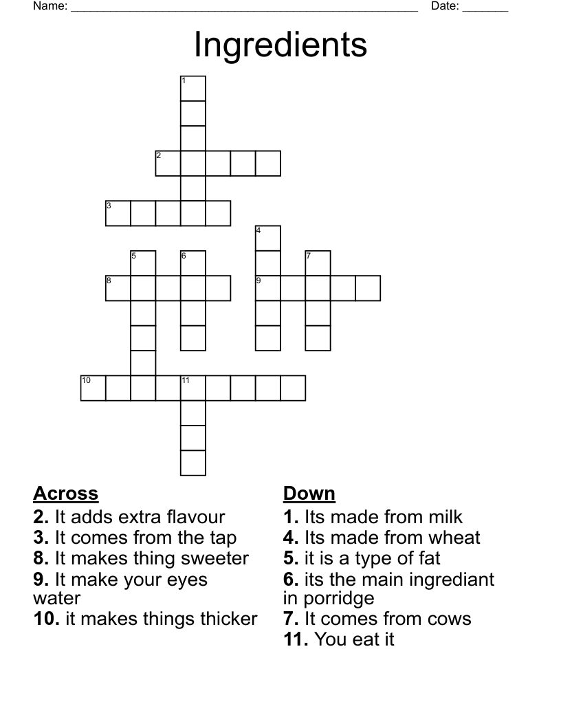 ingredient crossword clue