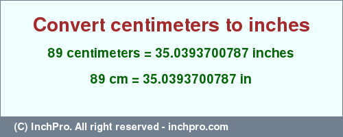 convert 89cm to inches
