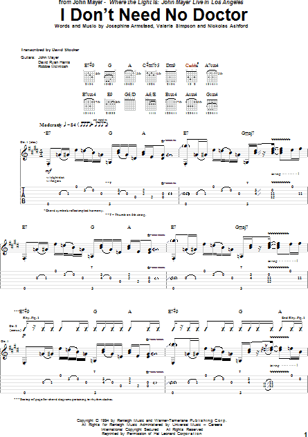 john mayer i don t need no doctor guitar tab