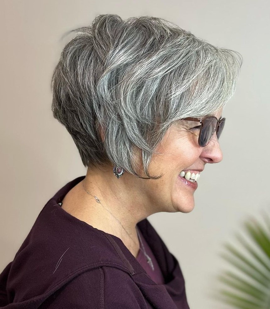 short haircuts for gray hair over 50