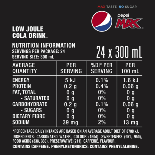 calories in pepsi max