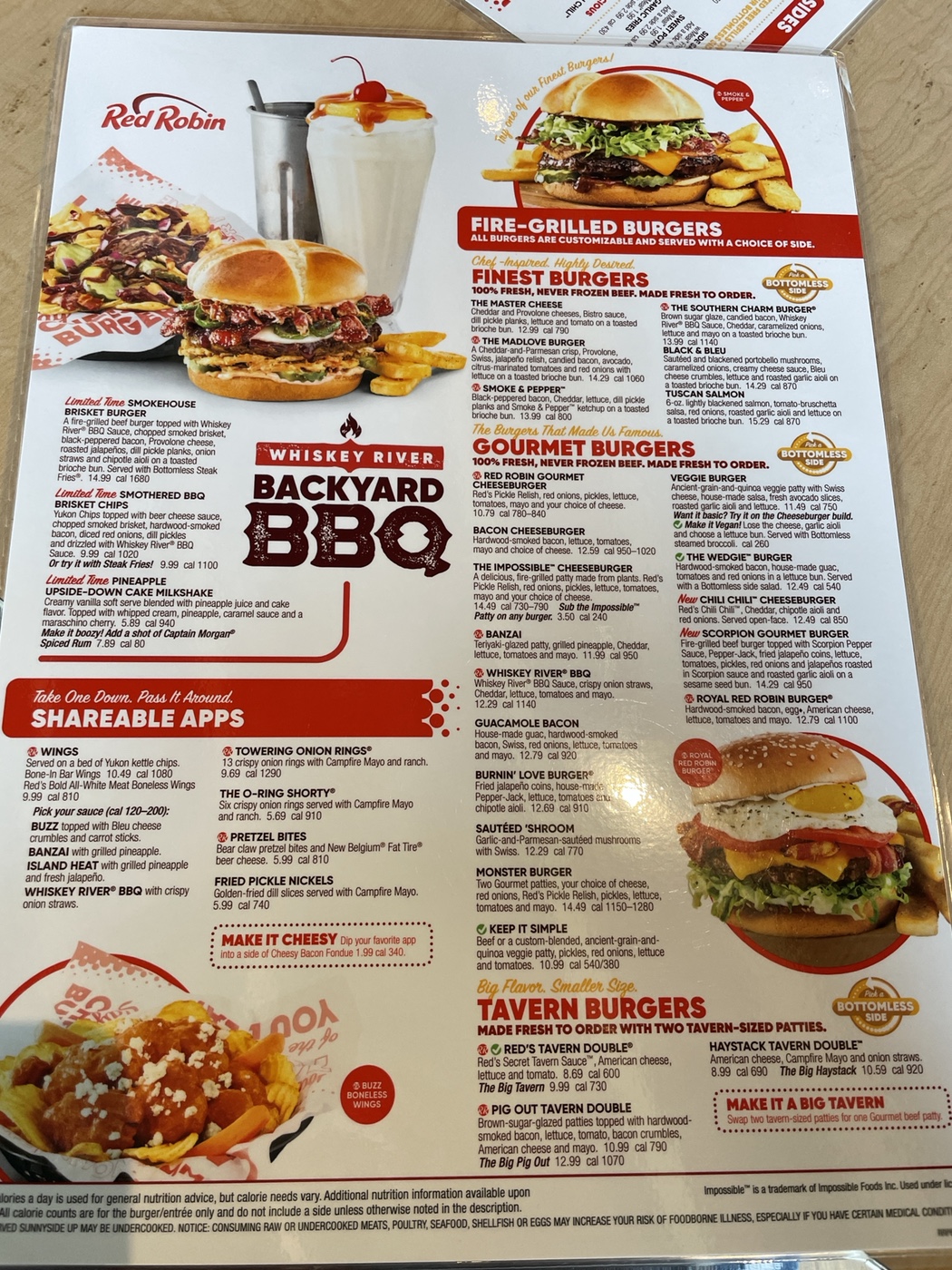 red robin menu