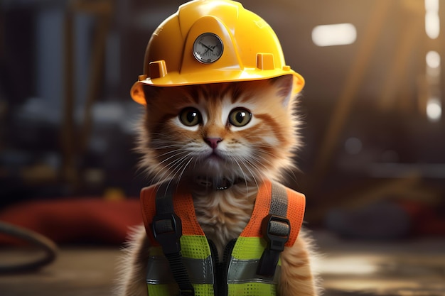 cats with hard hats