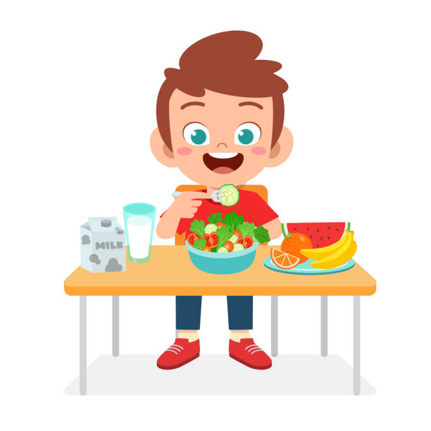 children eating food clipart