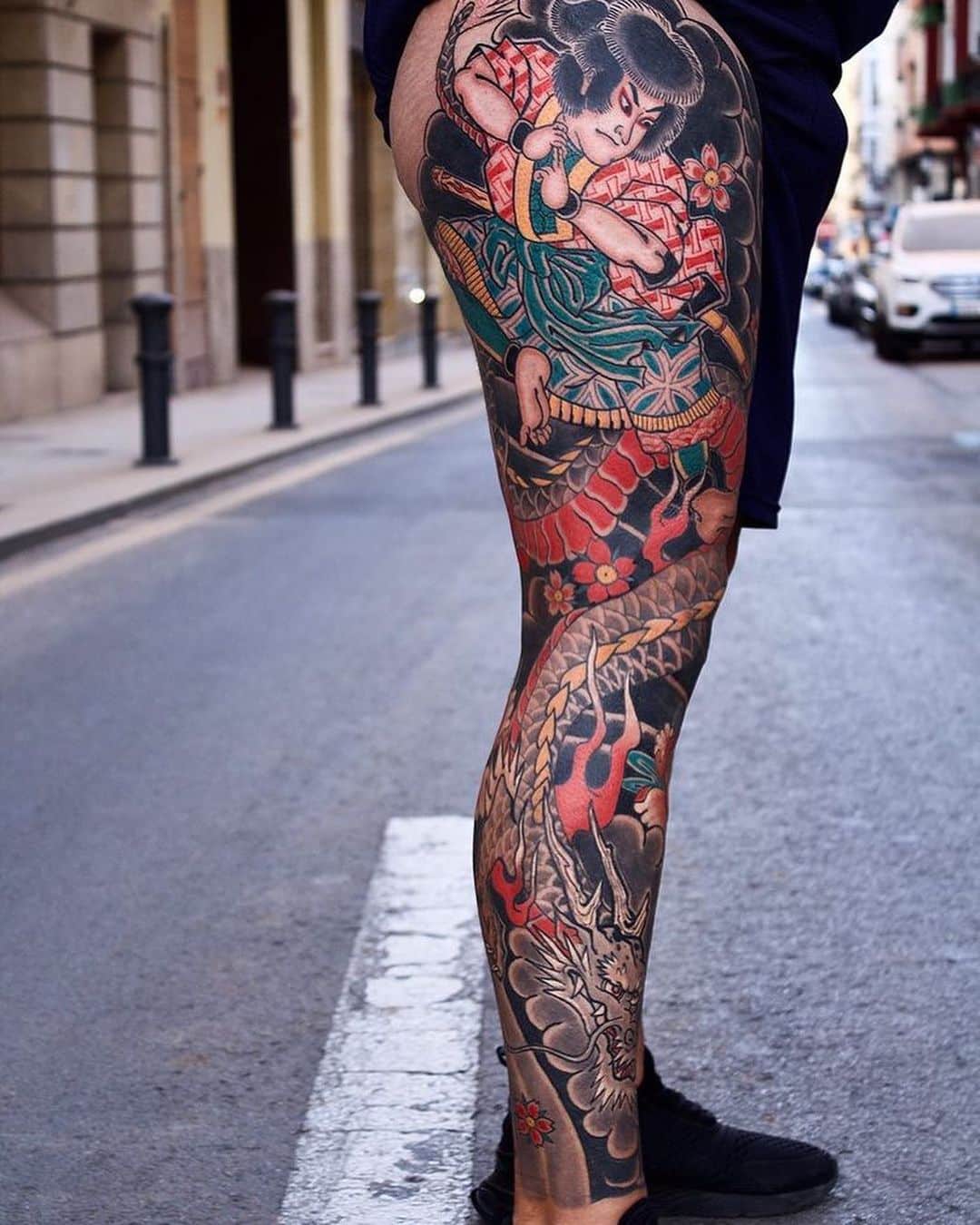 japanese leg tattoo