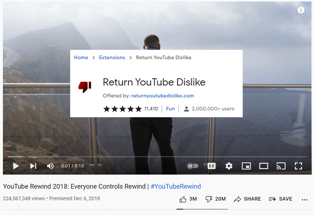 chrome youtube dislike extension