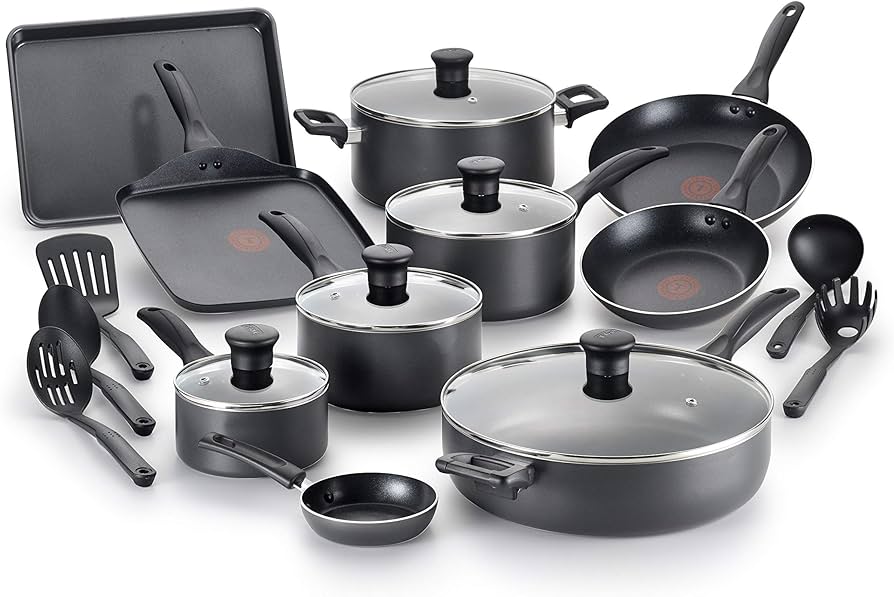 t fal 20 piece cookware set