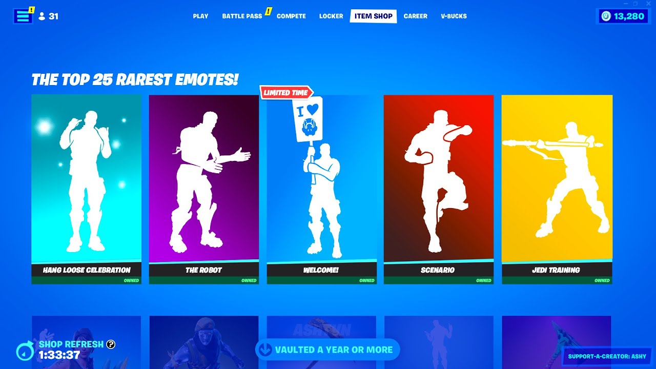 rare fn emotes