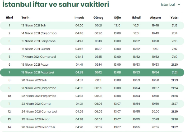 imsak vakti istanbul 2021 ramazan