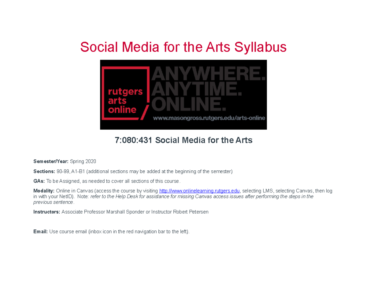 social media of the arts rutgers