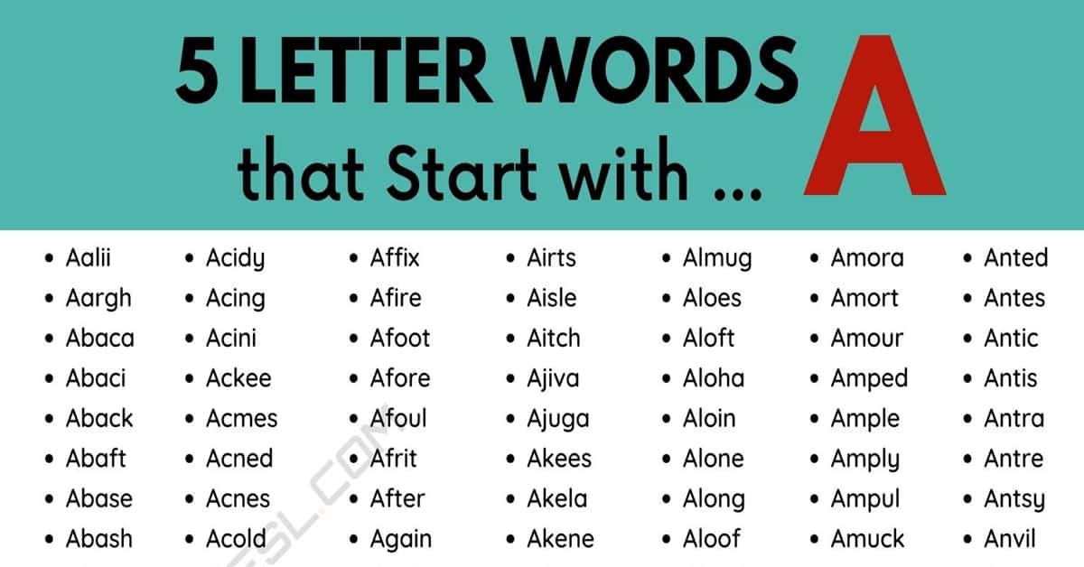 five-letter word that begins with a
