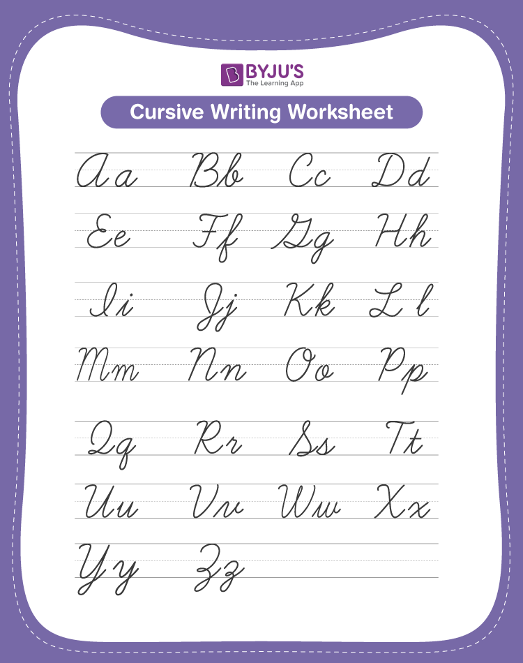 cursive alphabet for kids