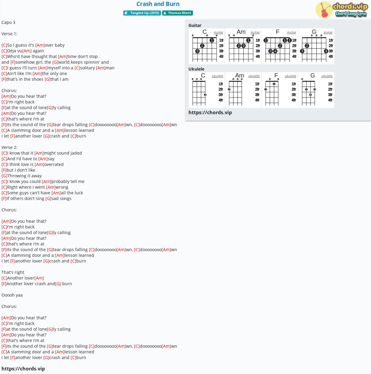 crash and burn chords