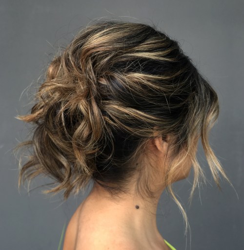 messy hair updo for short hair