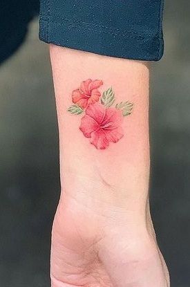 hibiscus wrist tattoo