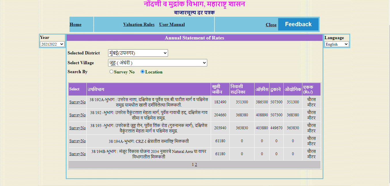 ready reckoner rate pune