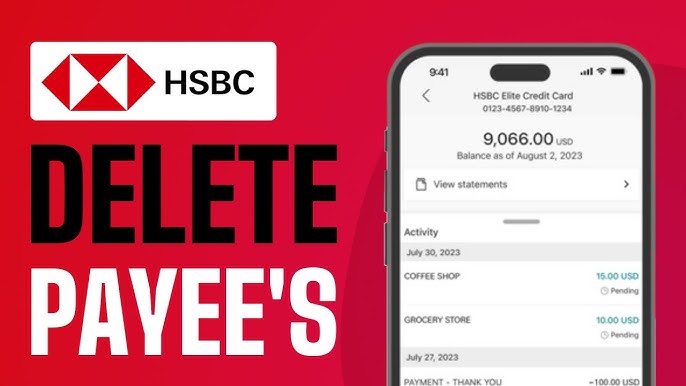 hsbc app delete payee