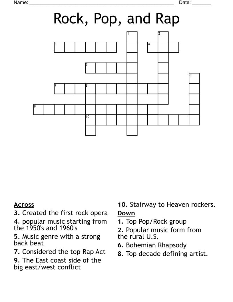 rap crossword puzzle