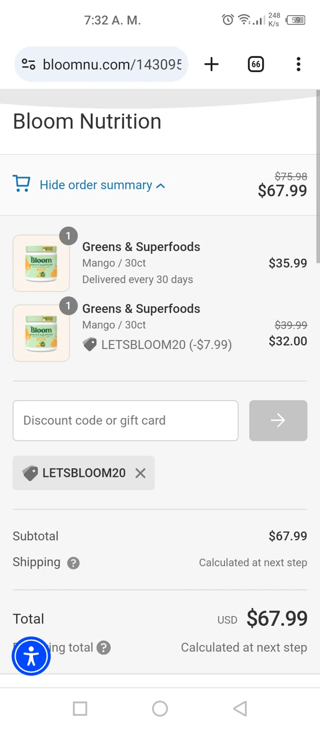 bloom nutrition coupon