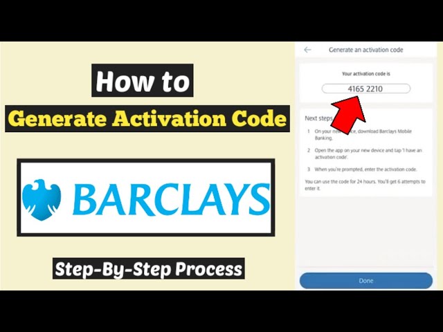 how to get 8 digit activation code for barclays app