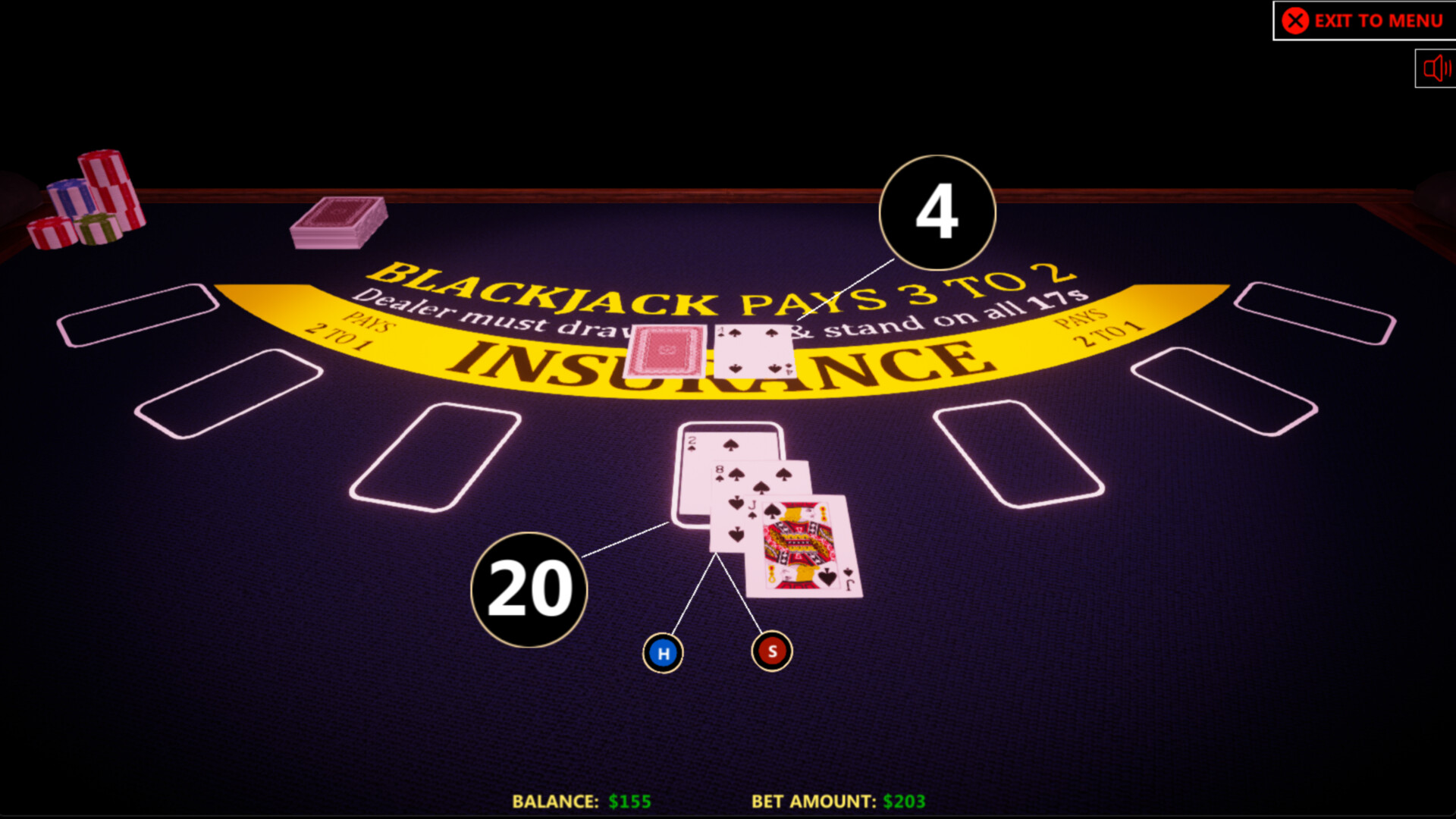 blackjack game simulator