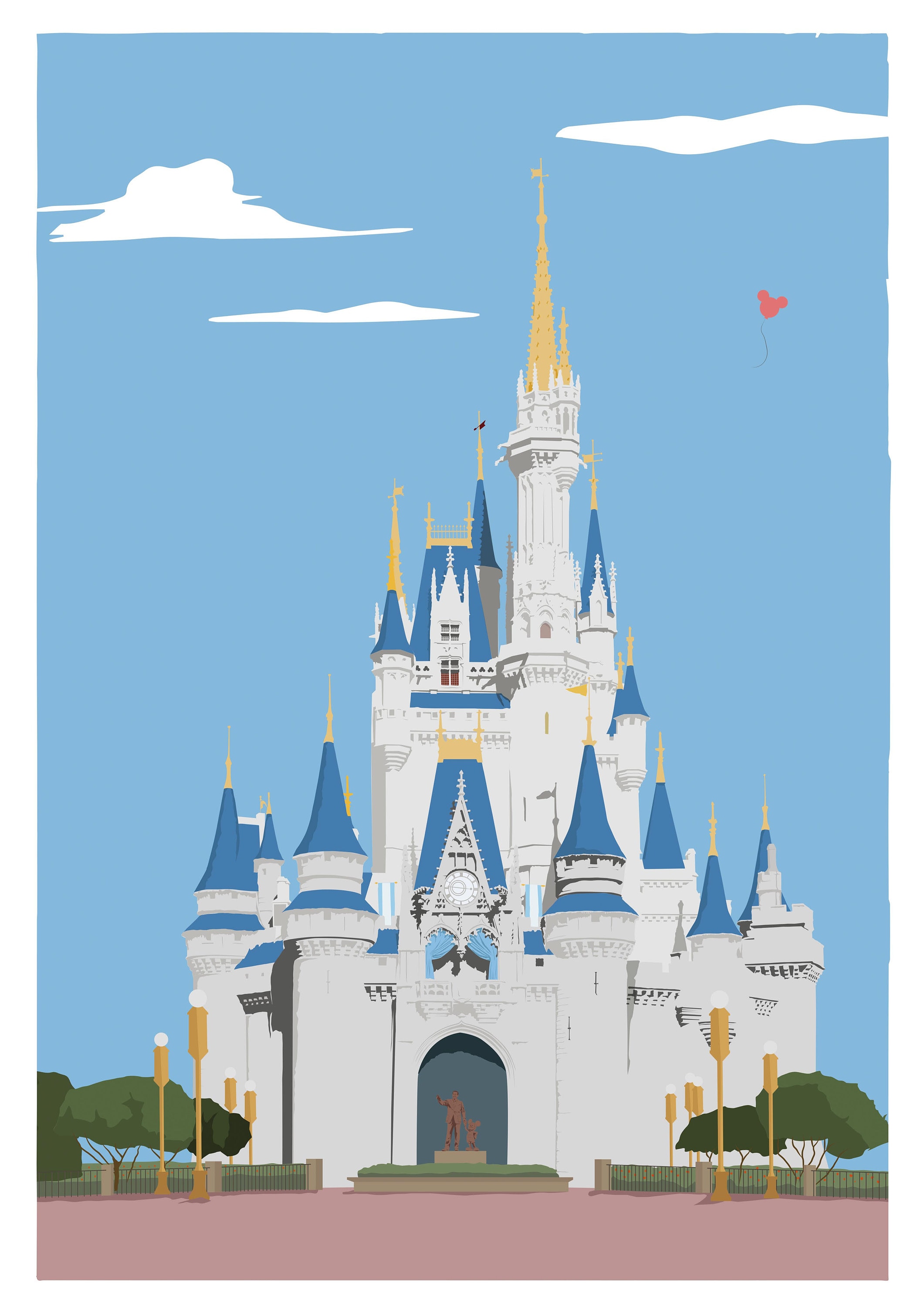 cartoon disney castle drawing