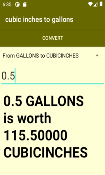 cubic inches to gallons converter