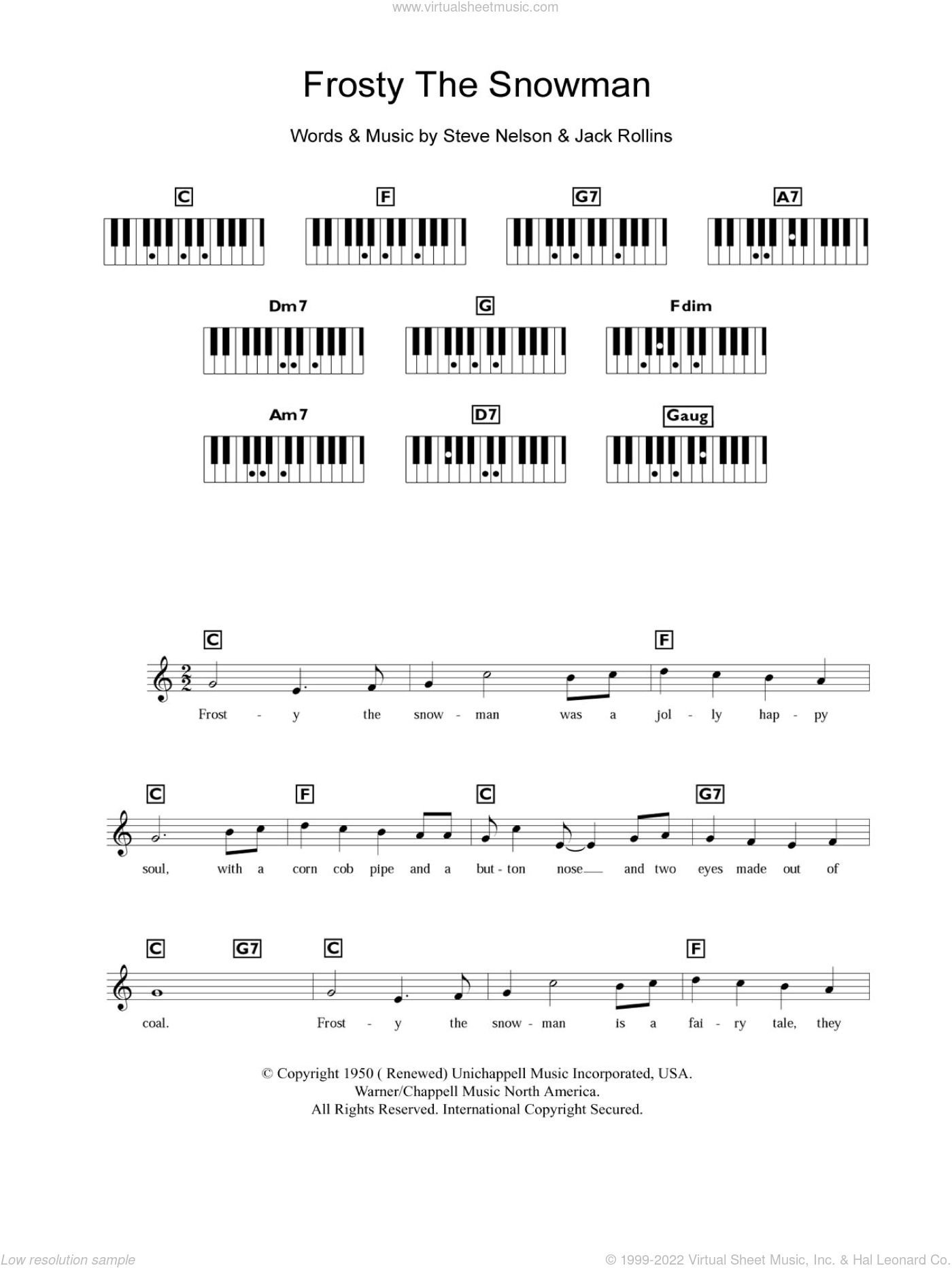 frosty the snowman chords