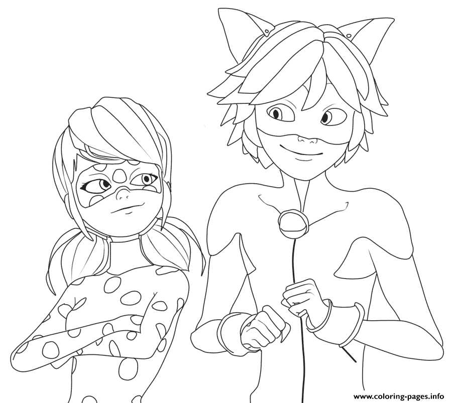 miraculous ladybug and cat noir colouring pages