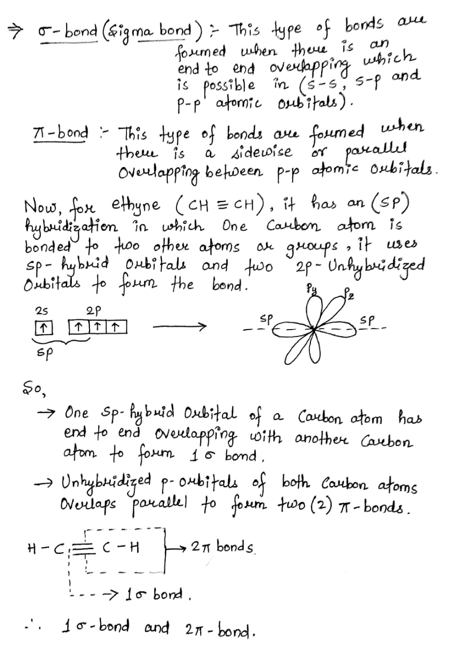 the triple bond in ethyne is made up of