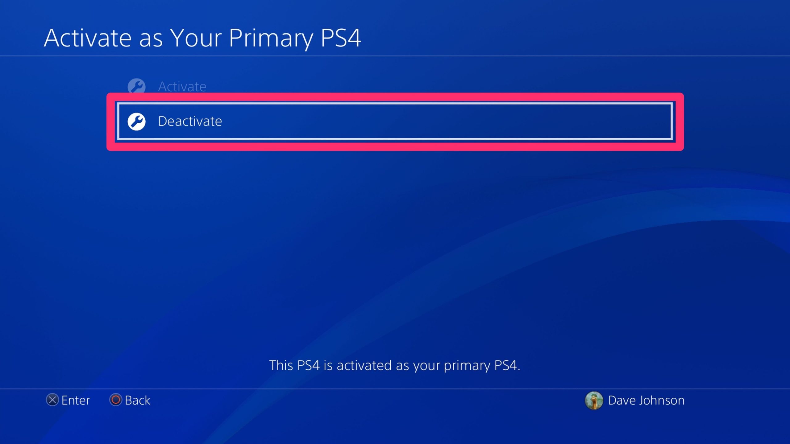 deactivate ps4 primary