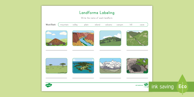 free landforms worksheets
