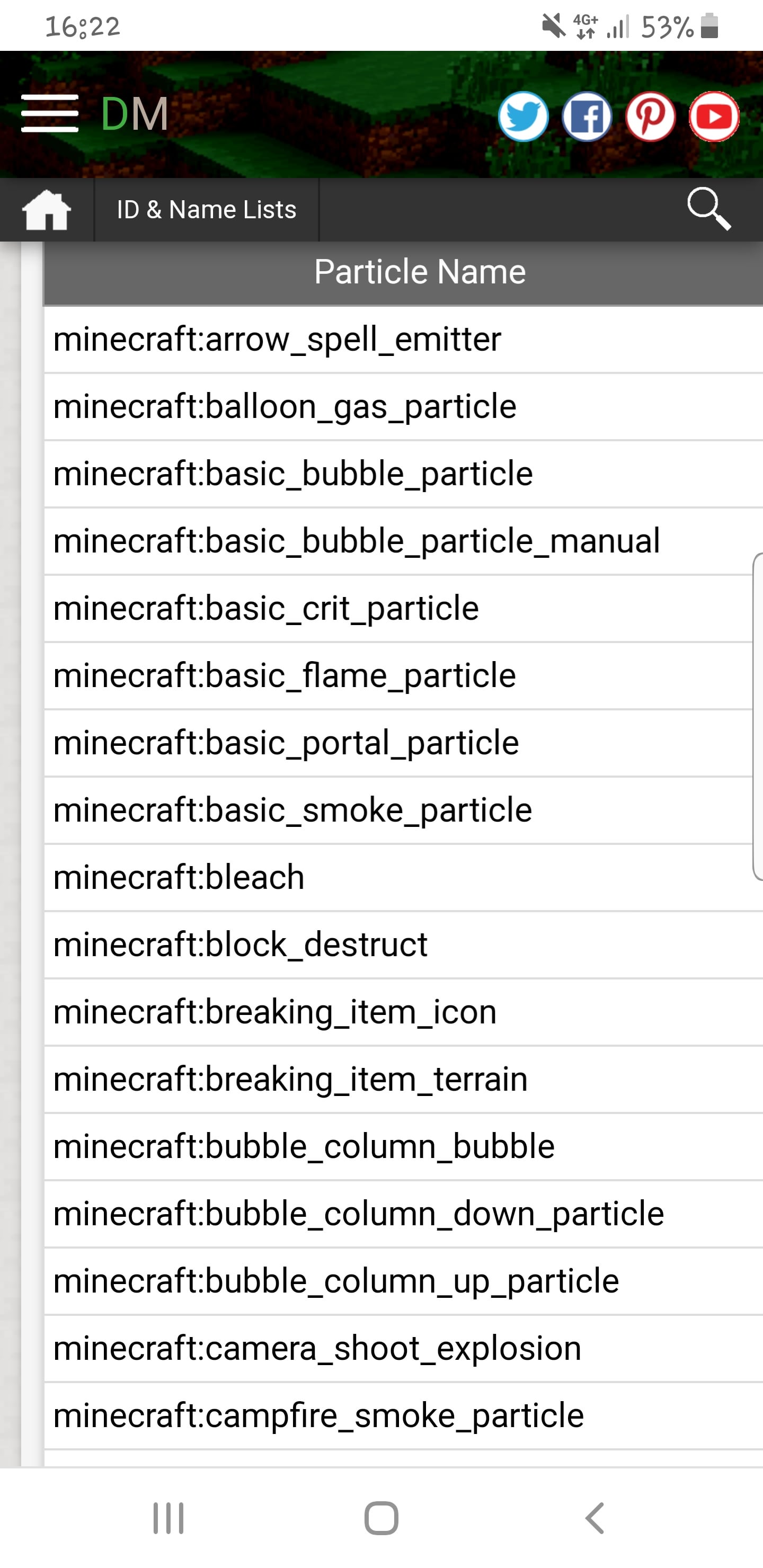 minecraft pe particle list