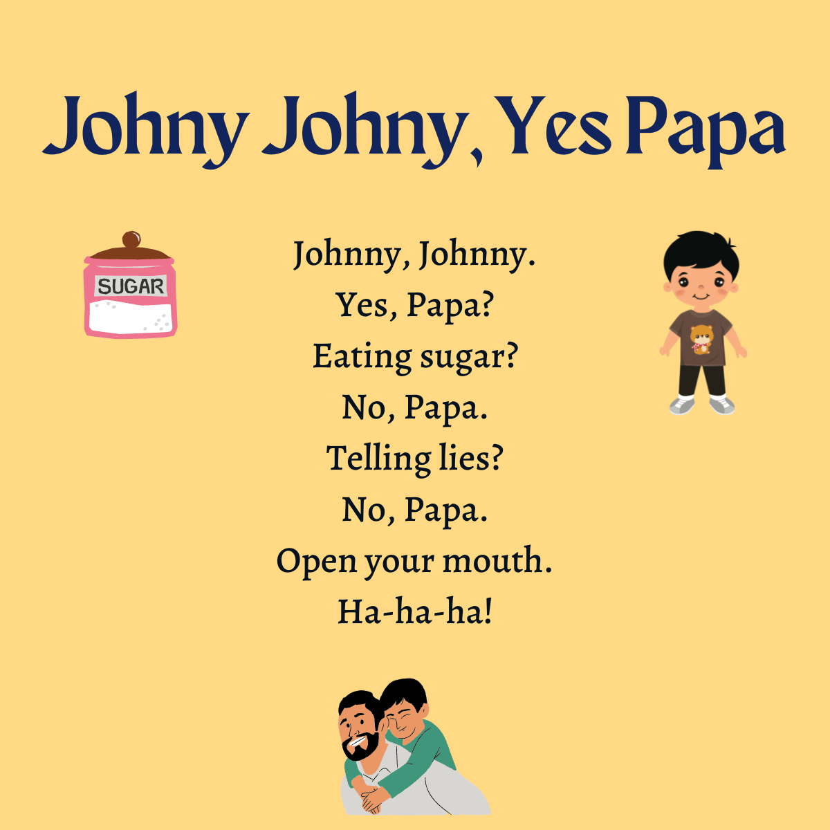 johny johny yes papa eating sugar no papa papa