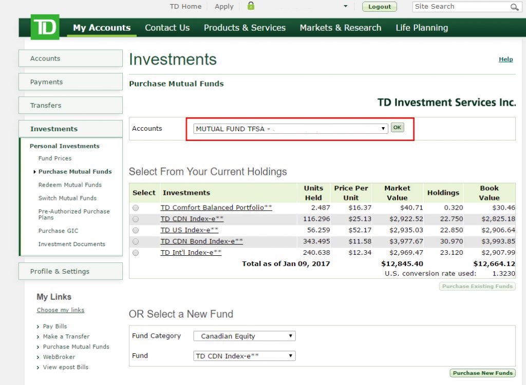 td canadian index fund