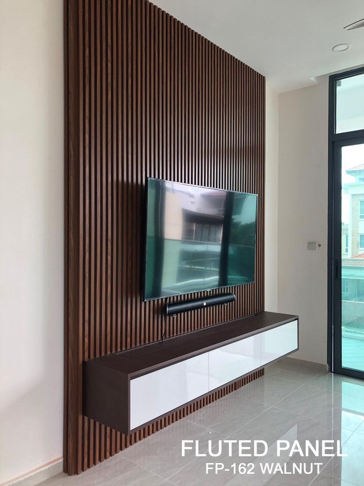 wood slats tv wall