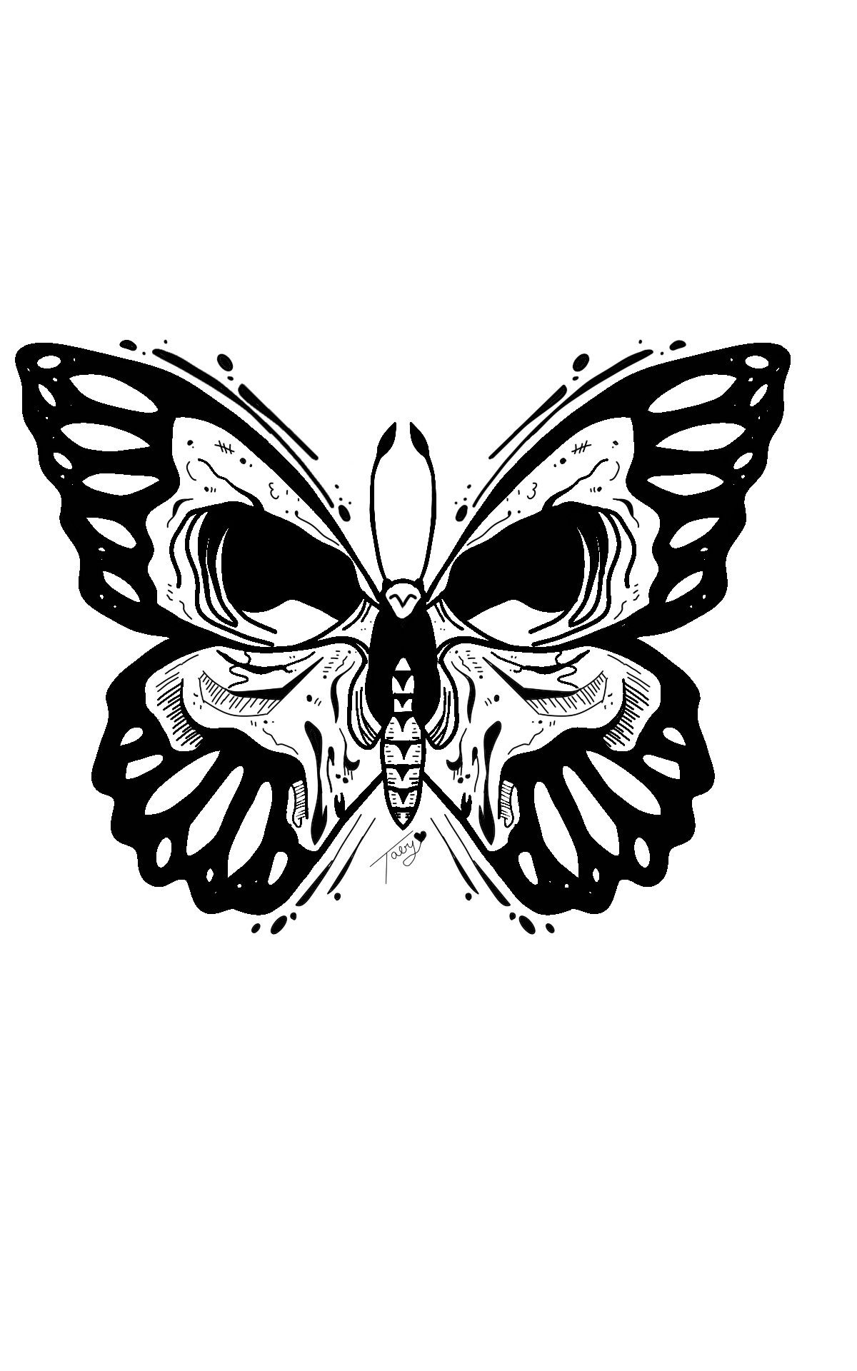 tatuajes de mariposas con calaveras
