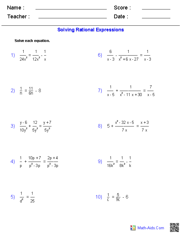 algebra 2 worksheets pdf with answer key