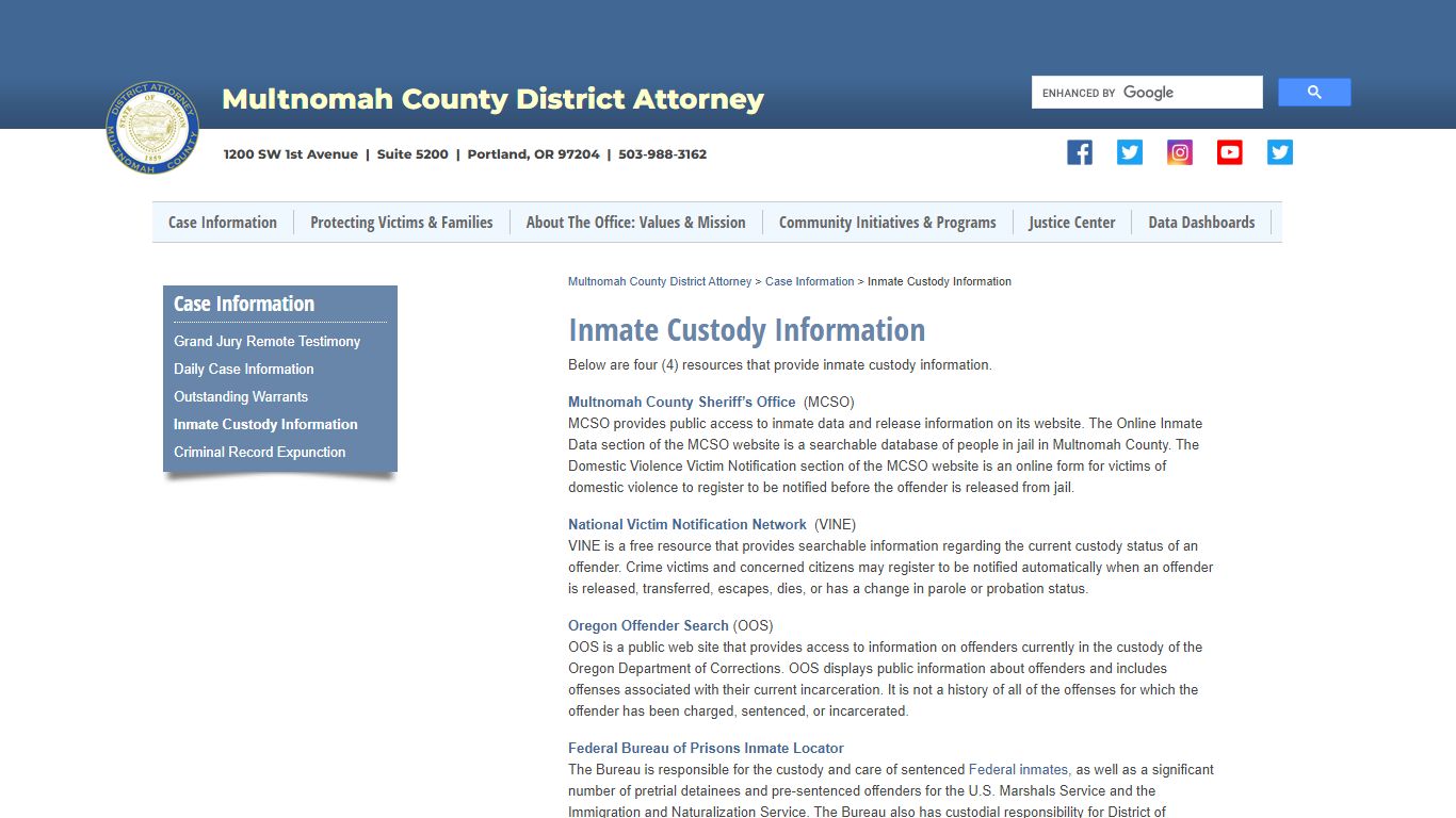 multnomah county inmate data