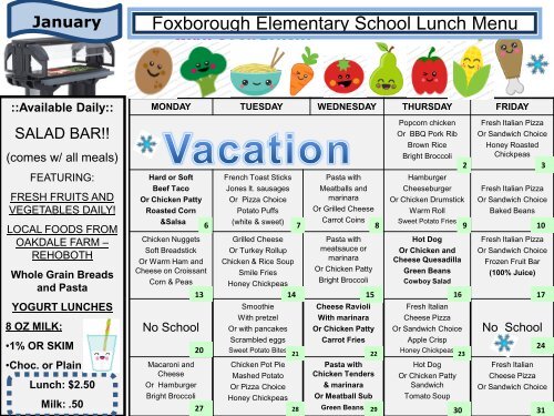 newington public schools lunch menu