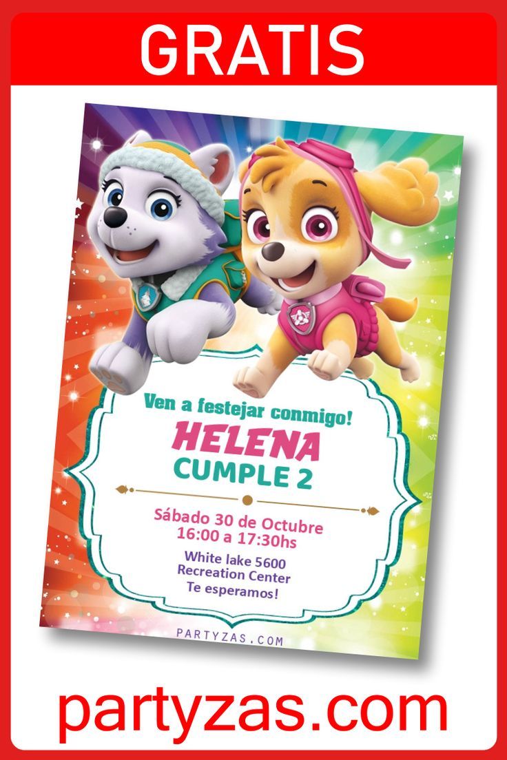 invitación skye paw patrol